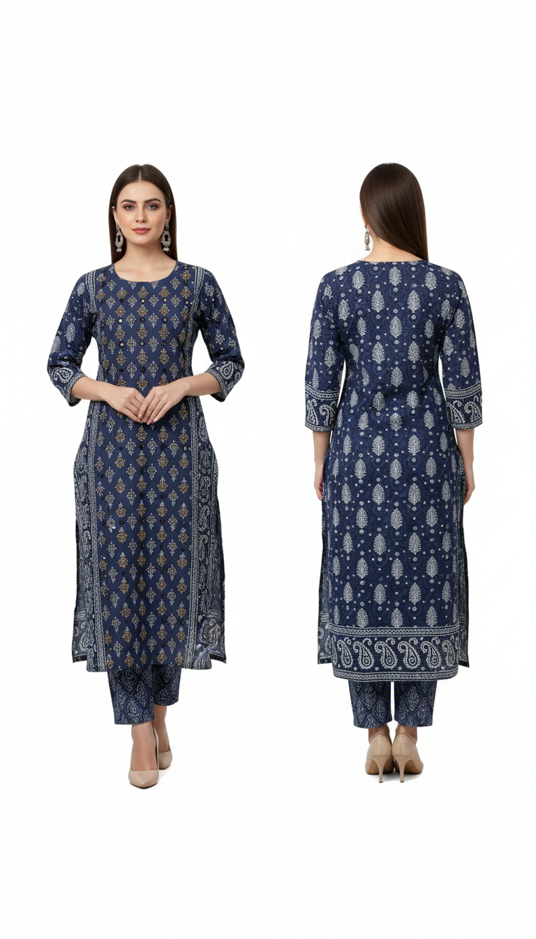 Women’s Cotton Blend Kurta Palazzo Set – Effortless Ethnic Elegance