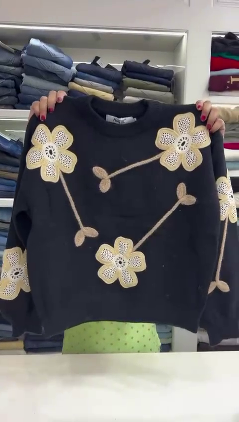 White Embellished Sweater pure woolen sweatshirt for girls - Image 2